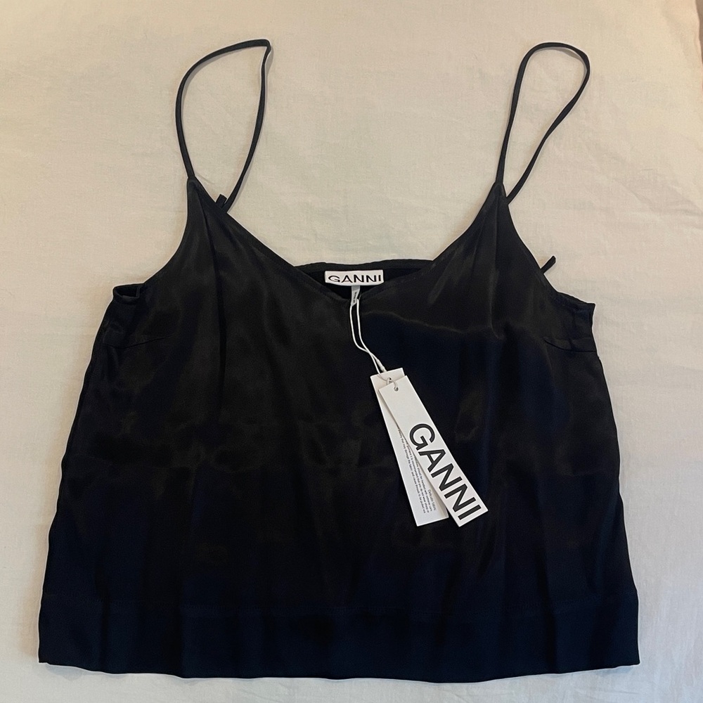 Ganni Elegant Black Camisole Top